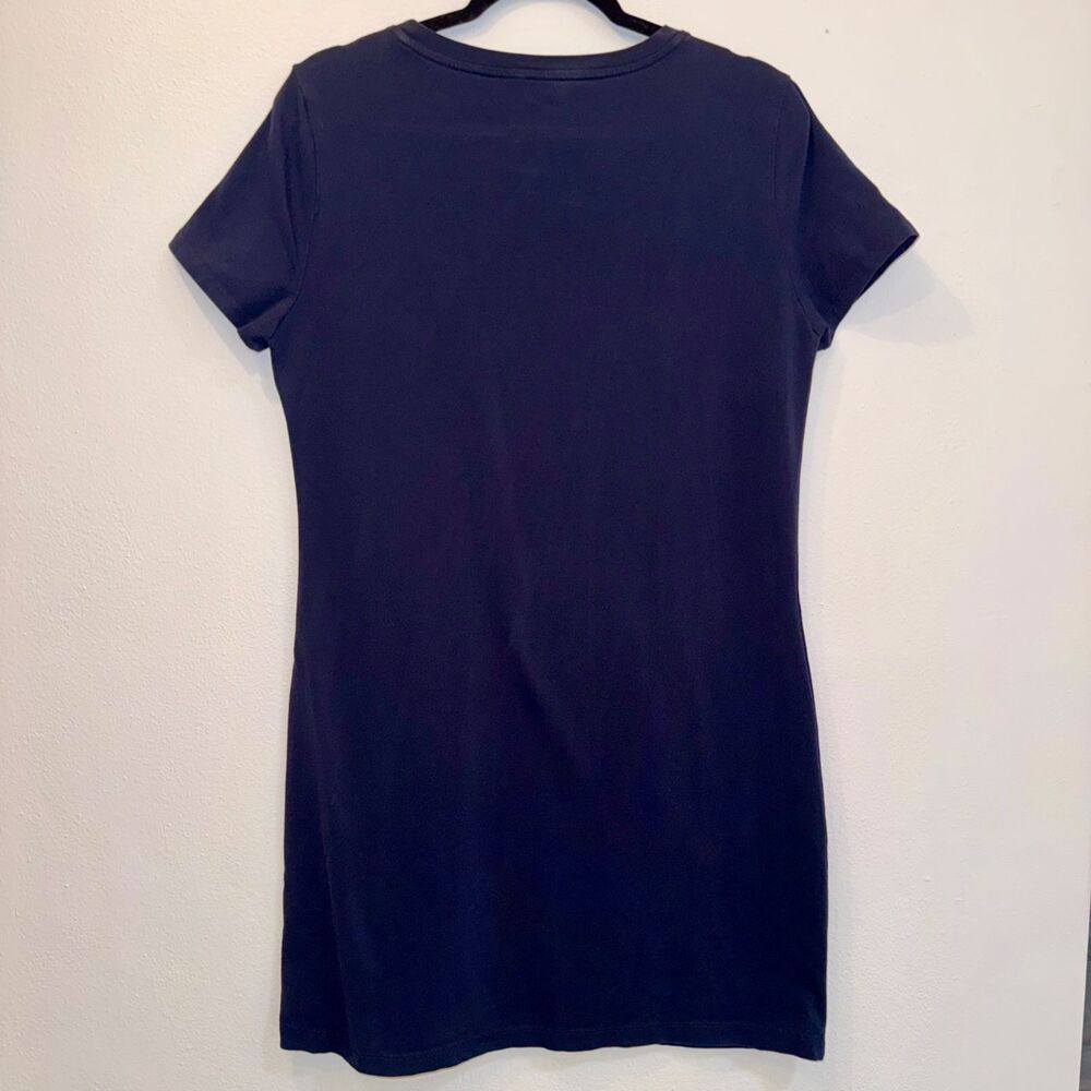 Tommy Hilfiger Womens M Navy Logo T-Shirt Dress Side Stripe Stretch Cotton Mini - Picture 2 of 6